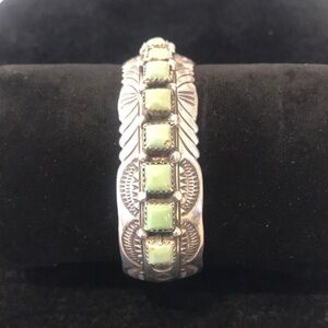 Sterling Silver & Green Turquoise Cuff Bracelet